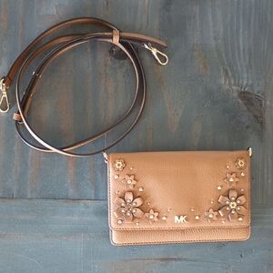 Michael Kors Tan Floral Crossbody Bag